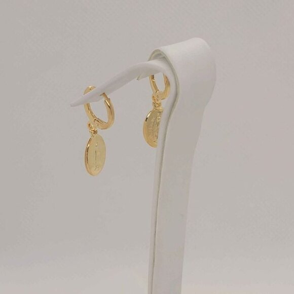 Brazilian 18k Gold Filled Virgen De Guadalupe Earrings - Picture 5 of 6